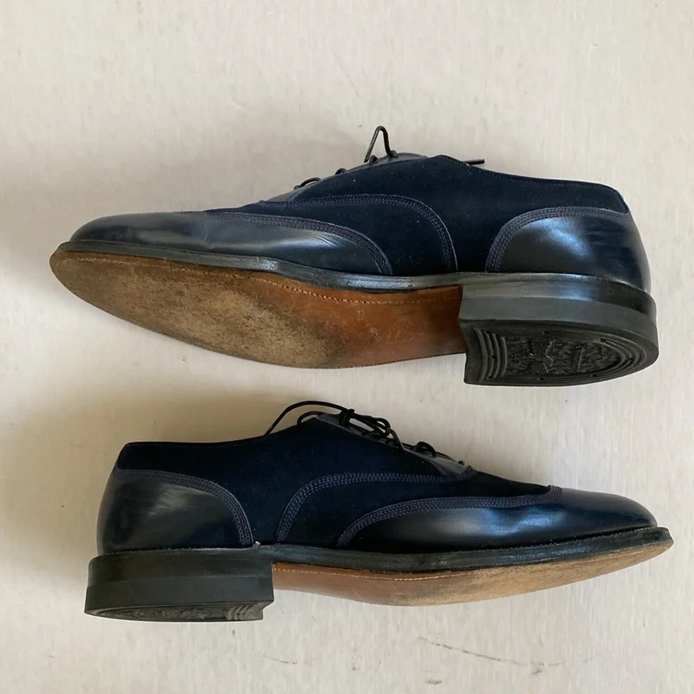 FOOT PALS by Wall-Streeter Men’s Navy Leather/Suede Oxfords Size 9.5 D